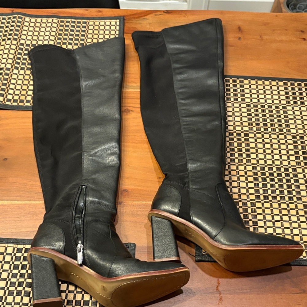 Vince Camuto Black Over-the-Knee Block Heel Boots 8M